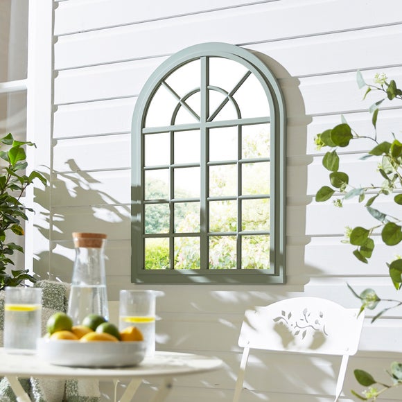 Click to view product details and reviews for Indoor Outdoor Arched Window Wall Mirror.