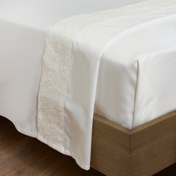 Dorma Elmley Embroidered 100 Cotton Flat Sheet