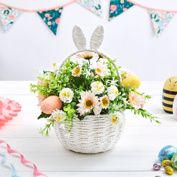 Artificial Easter Bunny Floral Basket