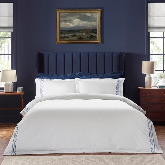 Dorma Coastal Embroidery 100% Cotton Duvet Cover & Pillowcase Set