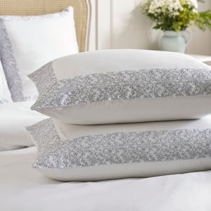 Dorma Elmley Embroidered 100 Cotton Sateen Standard Pillowcase Pair