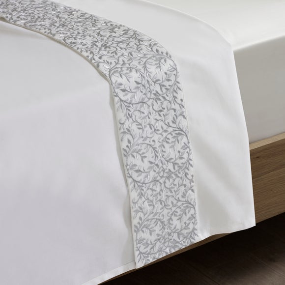 Dorma Elmley Embroidered 100% Cotton Flat Sheet