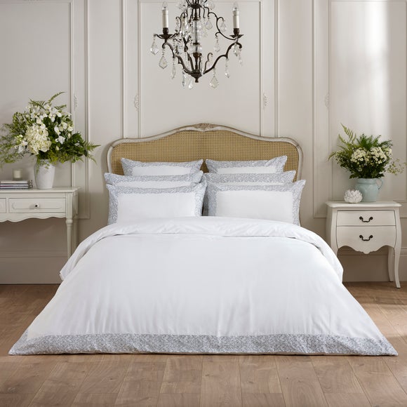 Dorma Elmley Embroidered 100% Cotton Sateen Duvet Cover & Pillowcase Set