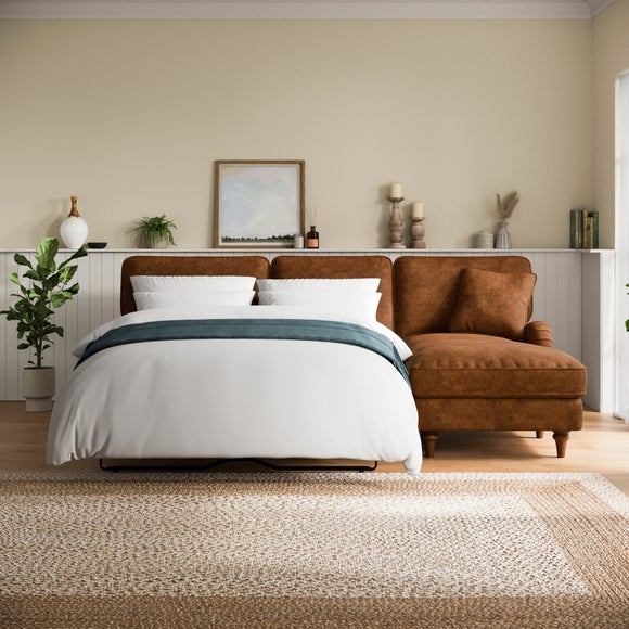 Beatrice II Relaxed Faux Leather Corner Storage Sofa Bed