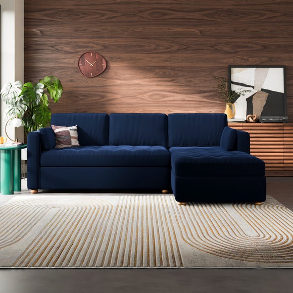 Zoe II Velvet Corner Chaise Sofa