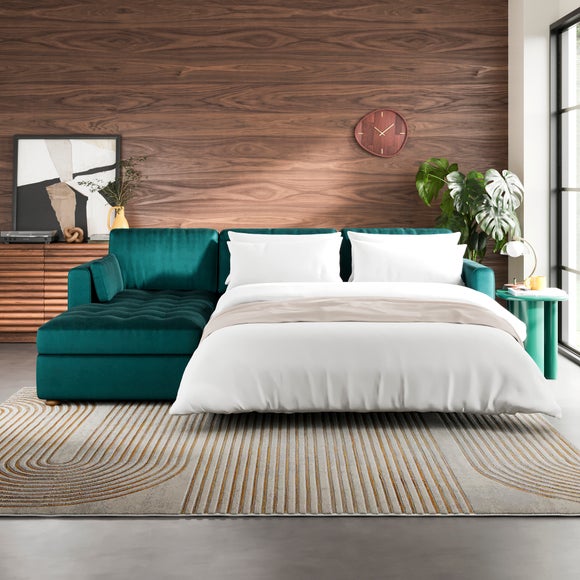 Zoe II Velvet Corner Storage Sofa Bed