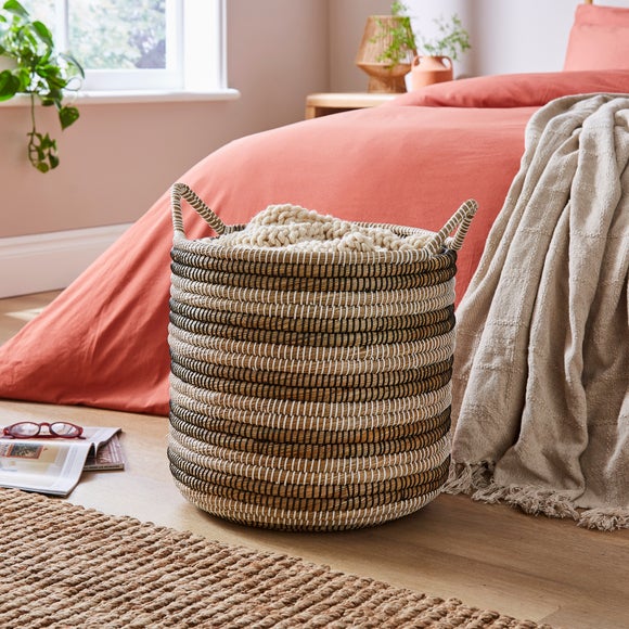 Click to view product details and reviews for Monochrome Round Storage Basket With Handles.