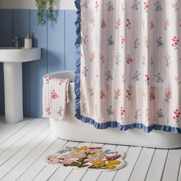 Heart and Soul Floral Frilled Shower Curtain