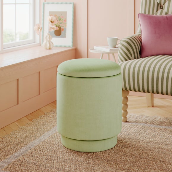 Click to view product details and reviews for Dara Velvet Swivel Storage Footstool.