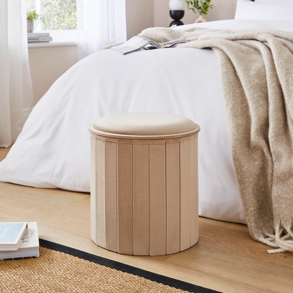 Recycled Velour Ottoman with Tray