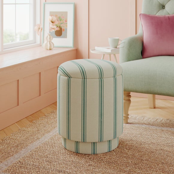 Click to view product details and reviews for Dara Folkstone Stripe Swivel Storage Footstool.
