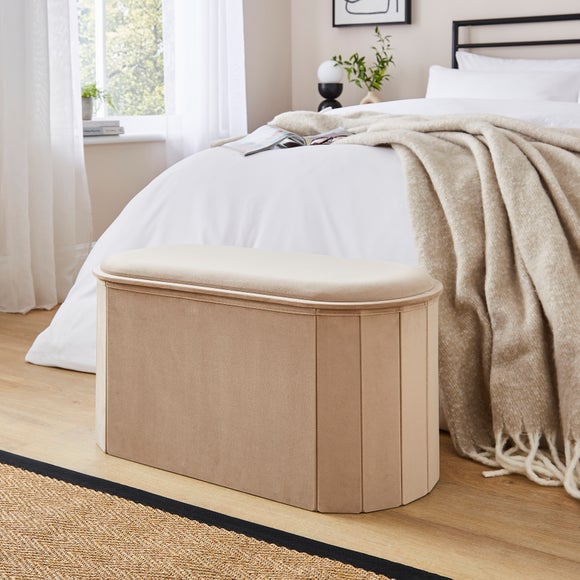 Recycled Velour Lozenge Ottoman with Tray