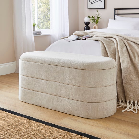 Chenille Lozenge Ottoman with Tray