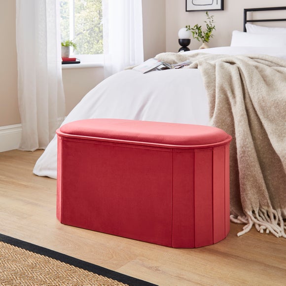 Recycled Velour Lozenge Ottoman with Tray