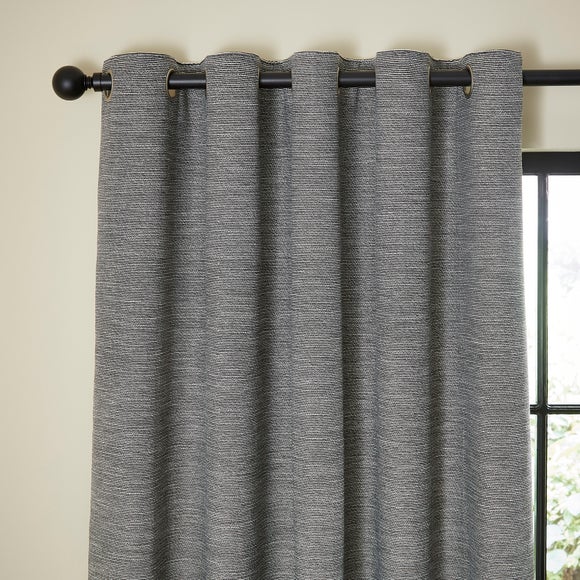 Two Tone Chenille Eyelet Curtains