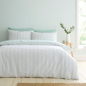 Leaf Stripe Polycotton Duvet Cover & Pillowcase Set