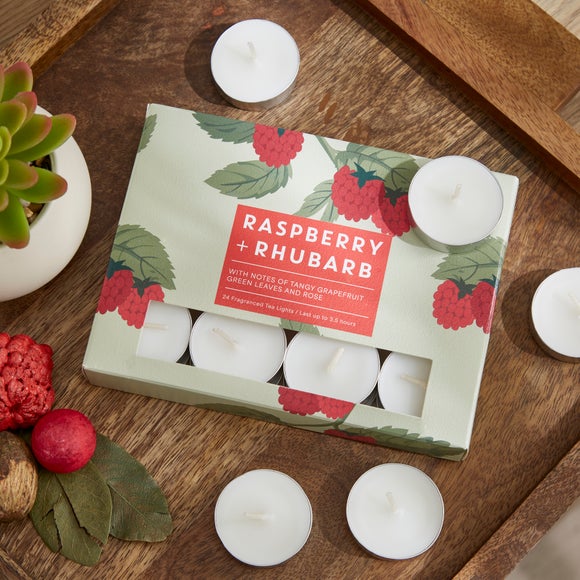 Set of 24 Raspberry & Rhubarb Scented Tealights