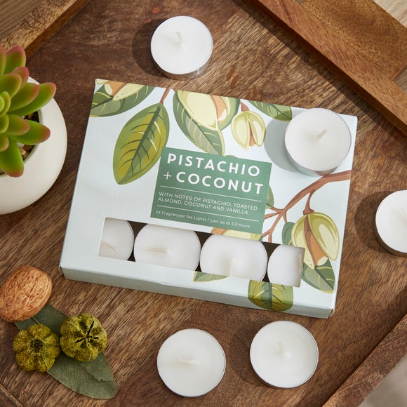 Set of 24 Pistachio & Coconut Scented Tealights