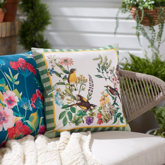 British Birds Bordered Outdoor Square Cushion