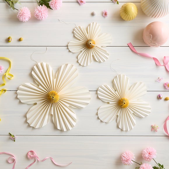 Set of 3 Flower Fan Paper Hanging Decorations