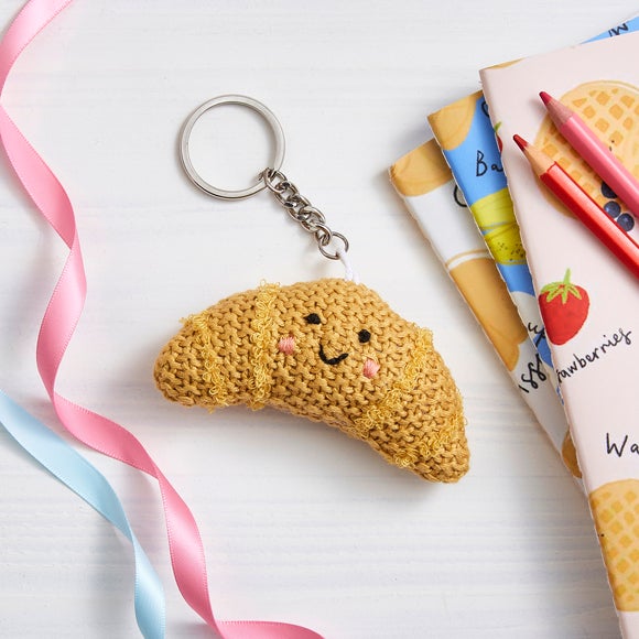 Croissant Crochet Keyring