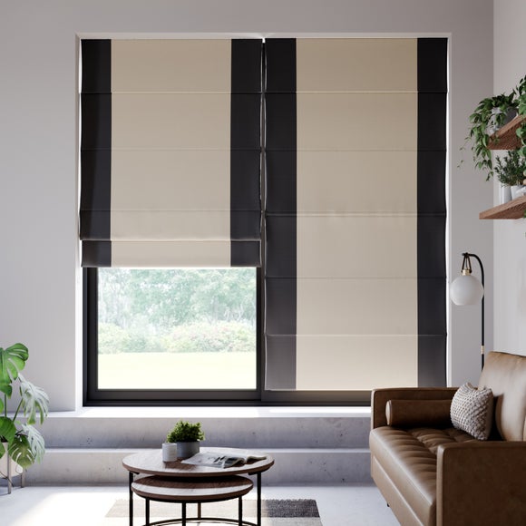 View Luna Bordered Easy Chain Blackout Roman Blind View Luna Bordered Easy Chain Blackout Roman Blind