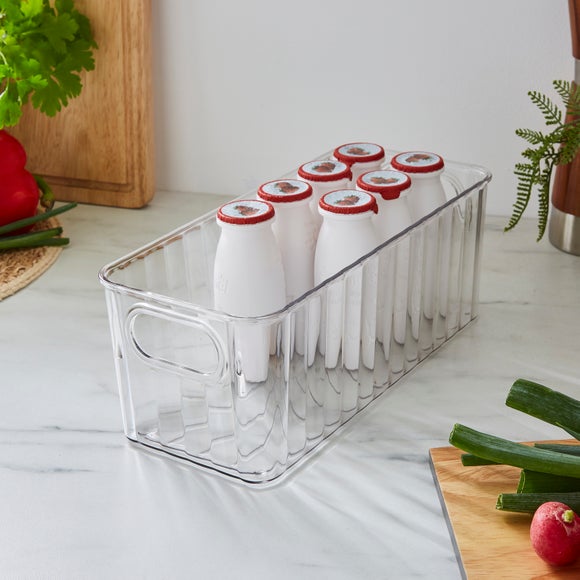 Ribbed Rectangle Plastic Storage Basket