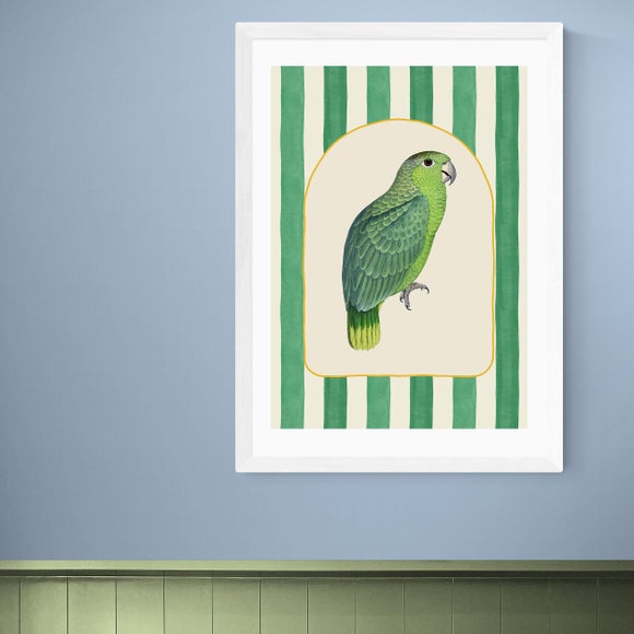 East End Prints Stripy Green Parrot Print