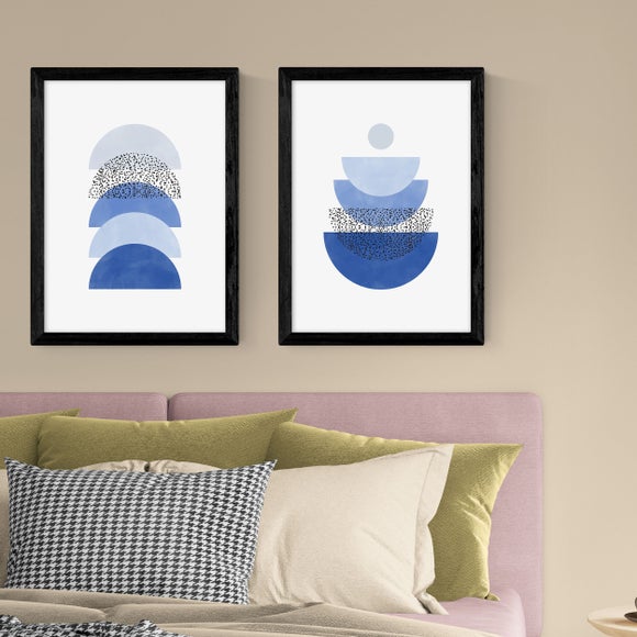 East End Prints Set Of 2 Blue Geometric Prints