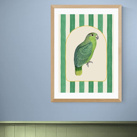 East End Prints Stripy Green Parrot Print