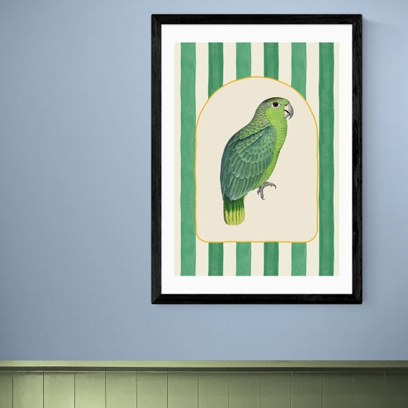 East End Prints Stripy Green Parrot Print