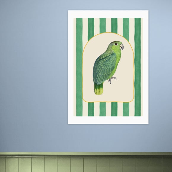 East End Prints Stripy Green Parrot Print