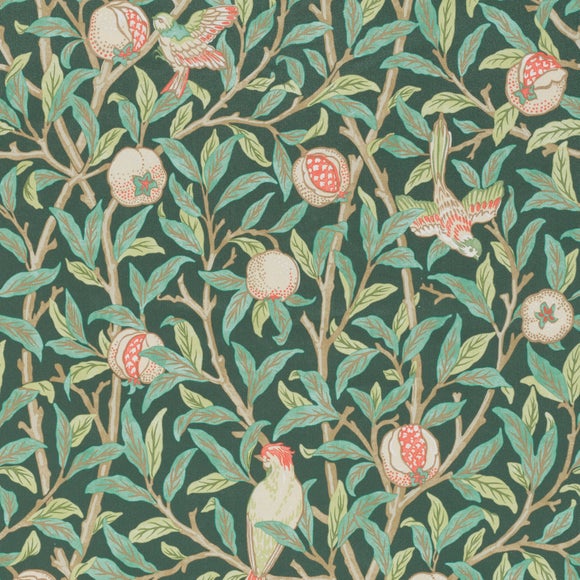 William Morris at Home Bird & Pomegranate Spruce Velvet Fabric Sample