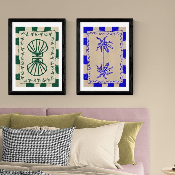 East End Prints Set of 2 Coastal Charm and Seashell Prints