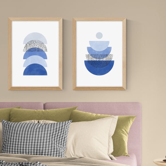 East End Prints Set of 2 Blue Geometric Prints