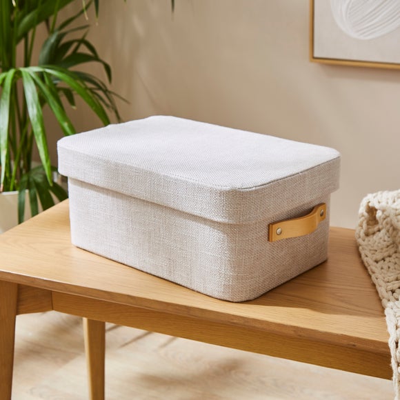 Faux Linen Rectangle Storage Box