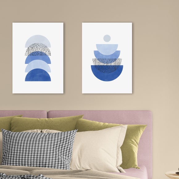 East End Prints Set Of 2 Blue Geometric Prints