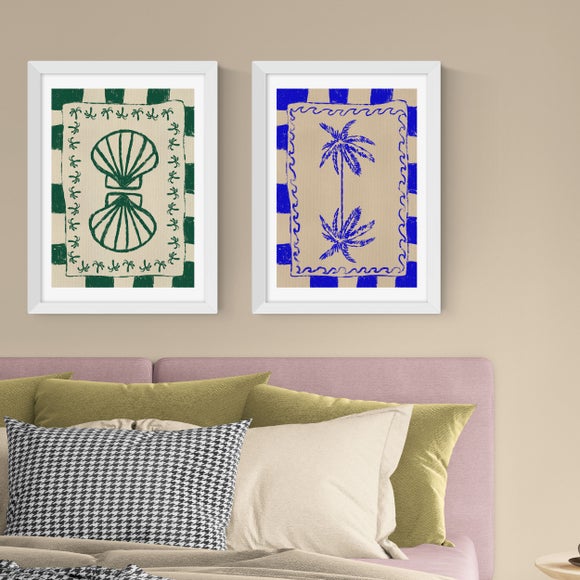 East End Prints Set Of 2 Coastal Charm And Seashell Prints