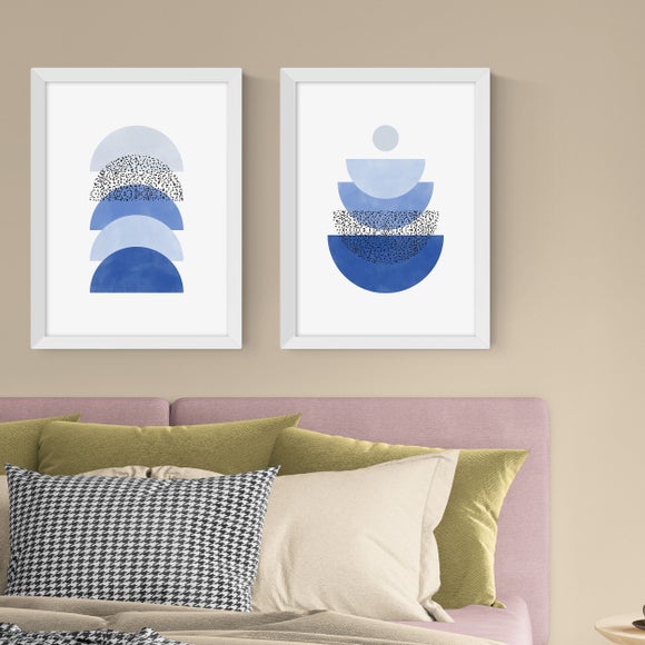 East End Prints Set Of 2 Blue Geometric Prints