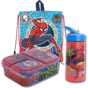 Spiderman 3 Piece Lunch Box And Drawstring Bag Set