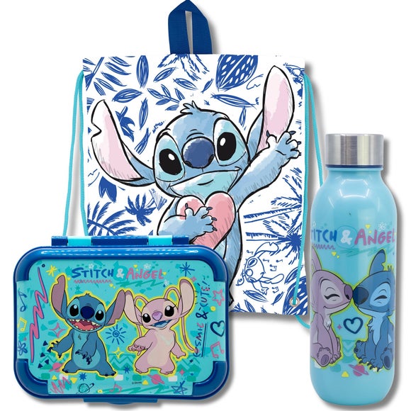 Stitch 3 Piece Lunch Box and Drawstring Bag Set