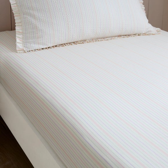Stripe Seersucker Cotton Fitted Bed Sheet