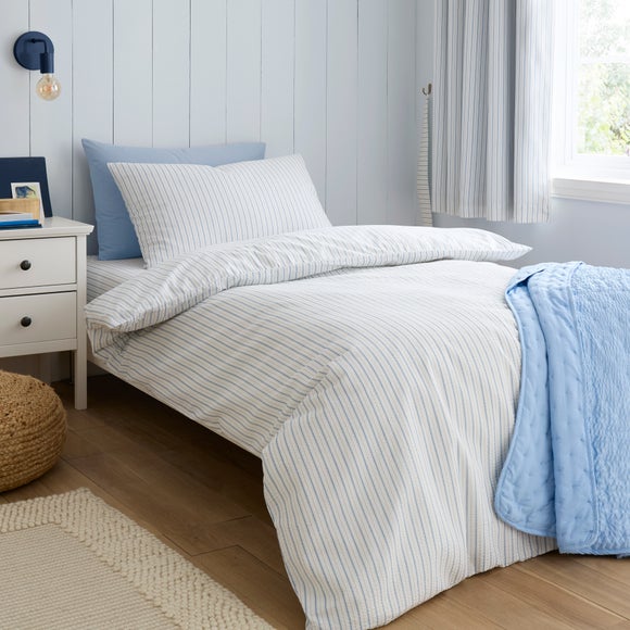 Stripe Seersucker Cotton Duvet Cover and Pillowcase Set