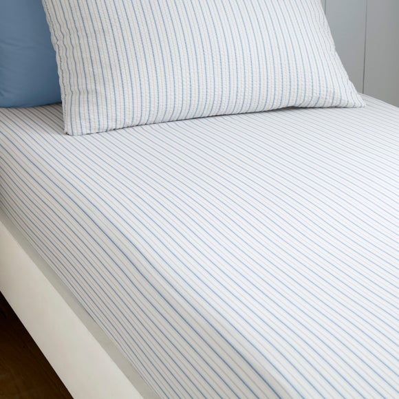 Click to view product details and reviews for Stripe Seersucker Cotton Fitted Bed Sheet. Click to view product details and reviews for Stripe Seersucker Cotton Fitted Bed Sheet.