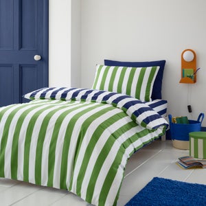 Bold Stripe Cotton Duvet Cover And Pillowcase Set