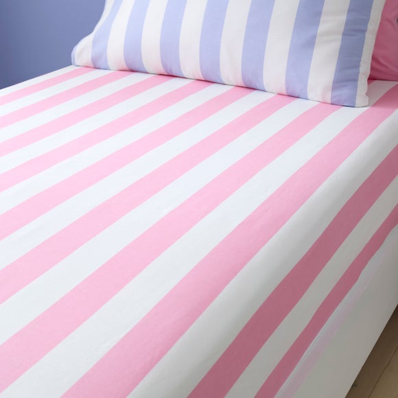 Set of 2 Bold Stripe Cotton Fitted Bed Sheets