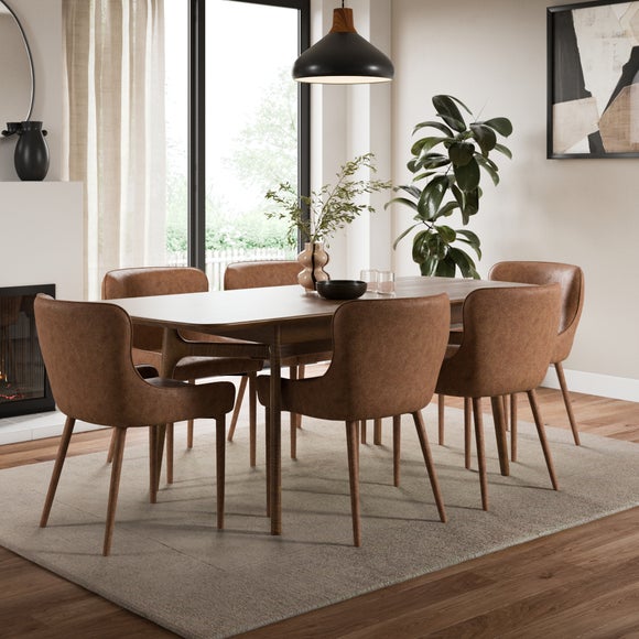 Montreal Set of 2 Fully Upholstered Dining Chairs, Faux Leather