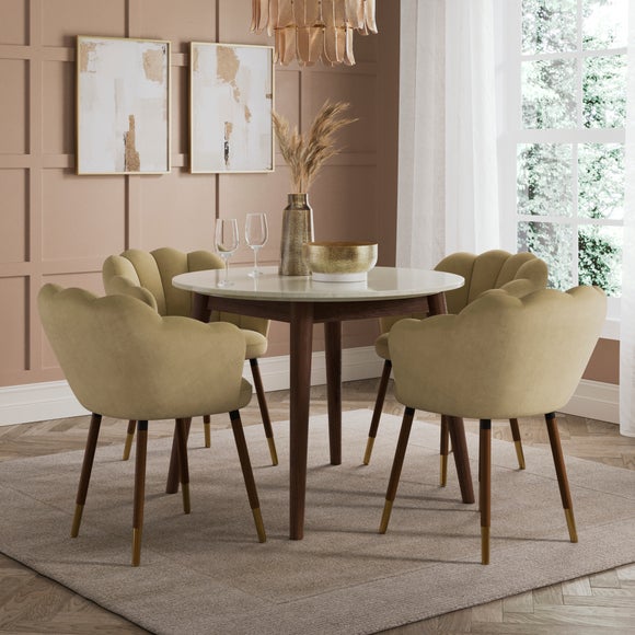 Vivian Dining Chair, Velvet with Dark Stain Legs