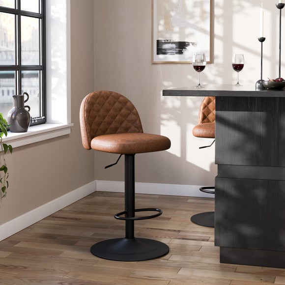 Astrid Height Adjustable Bar Stool, Faux Leather