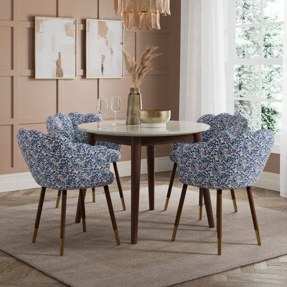 Vivian Dining Chair, Disty Fabric with Dark Stain Legs
